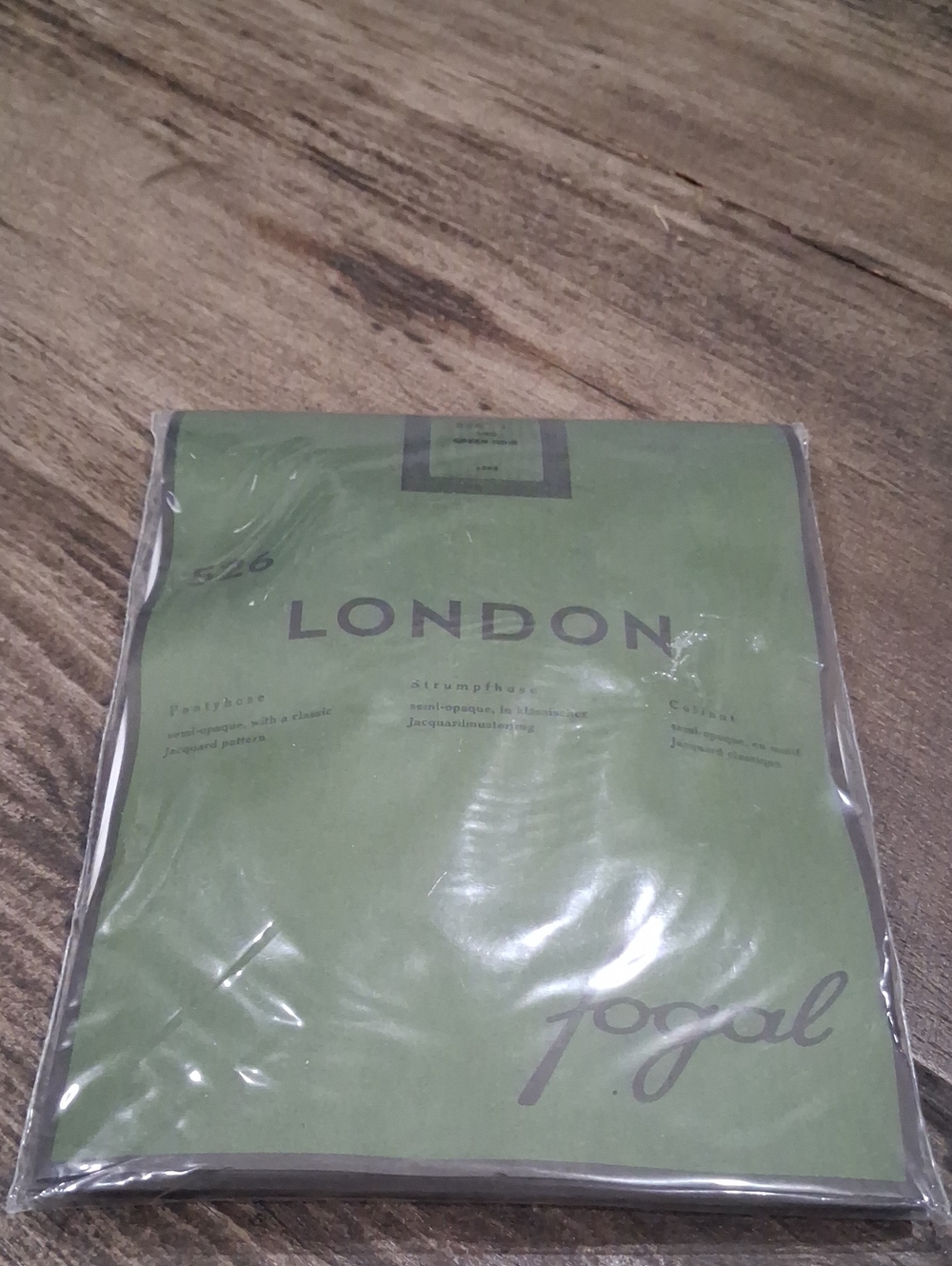 Fogal 526 London Semi Opaque W A Classic Jacquard Pattern Size L NWT Green Noir